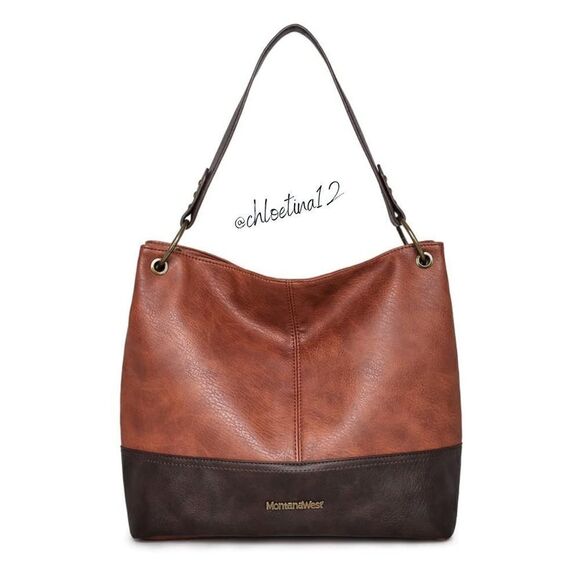 New Hobo Handbags for Women Vegan Leather Contrast Colors Top Handle Satchel Bag - Picture 1 of 16